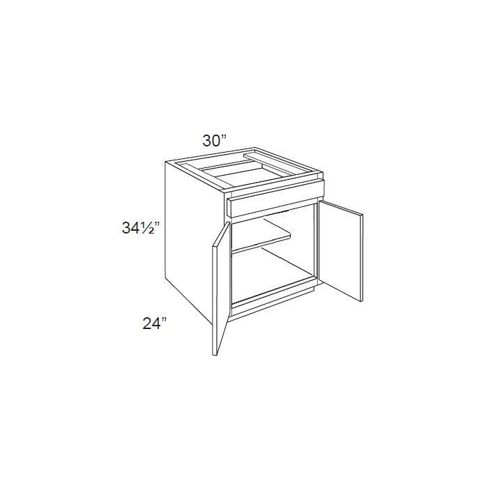 RTA Phoenix Caramel Glaze 30" Base Cabinet with Pot and Pan Roll Out Kit