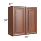 RTA Phoenix Caramel Glaze 30" x 30" Wall Cabinet with 1 Decorative End Panel