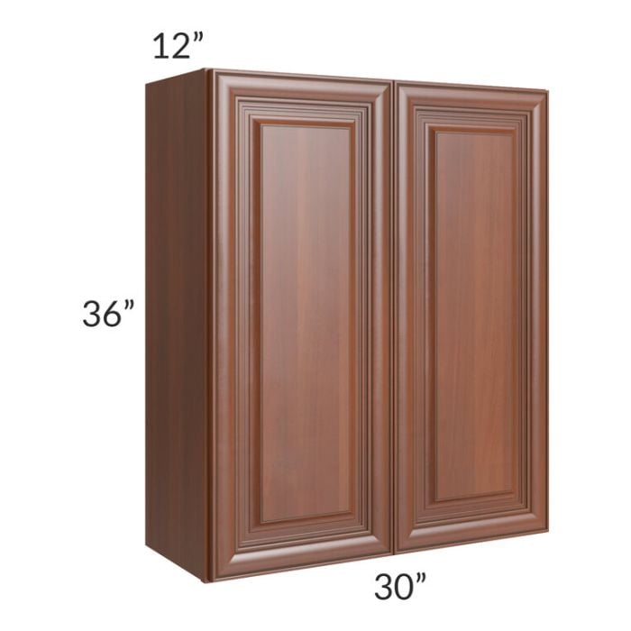 RTA Phoenix Caramel Glaze 30" x 36" Wall Cabinet with 1 Decorative End Panel