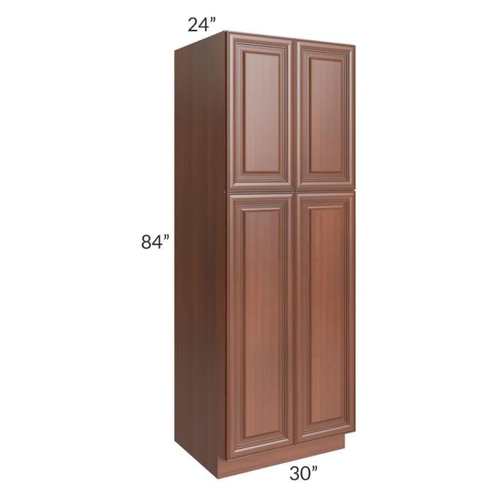 RTA Phoenix Caramel Glaze 30" x 84" Wall Pantry with 1 Decorative End Panel and 1 Roll Out Tray