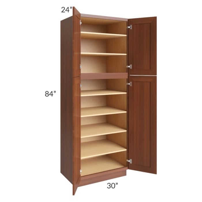 RTA Phoenix Caramel Glaze 30" x 84" Wall Pantry with 1 Decorative End Panel and 1 Roll Out Tray