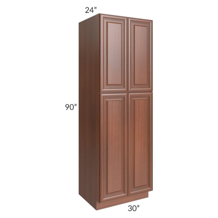 RTA Phoenix Caramel Glaze 30" x 90" Wall Pantry with 2 Decorative End Panels and 1 Roll Out Tray