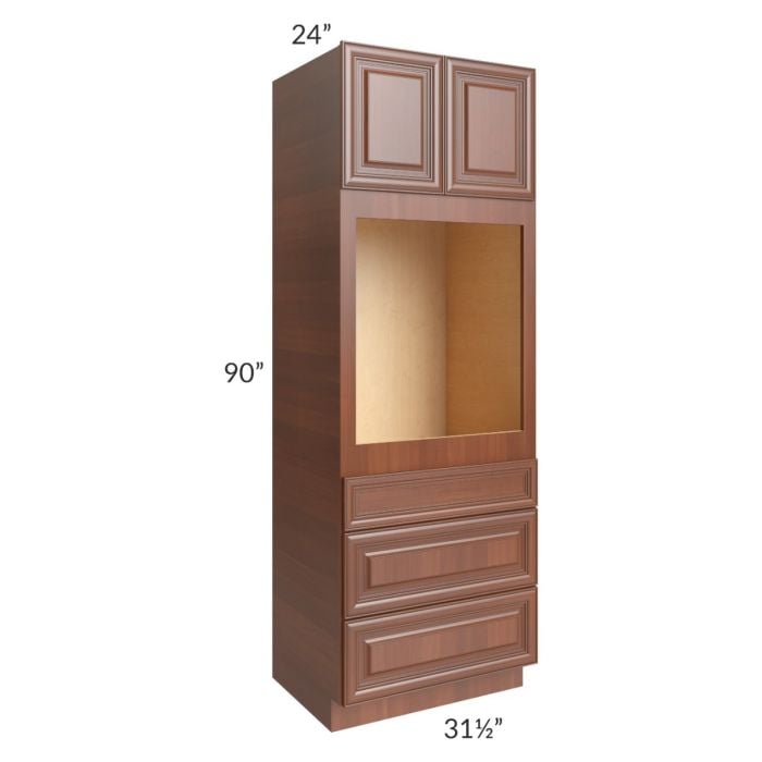 RTA Phoenix Caramel Glaze 31.5" x 90" Oven Cabinet with 2 Decorative End Panels
