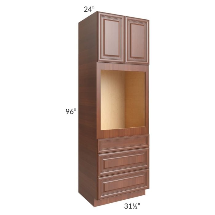 RTA Phoenix Caramel Glaze 31.5" x 96" Oven Cabinet with 2 Decorative End Panels