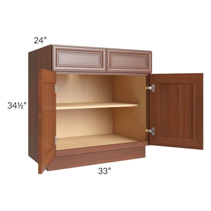 RTA Phoenix Caramel Glaze 33" Base Cabinet with 1 Decorative End Panel