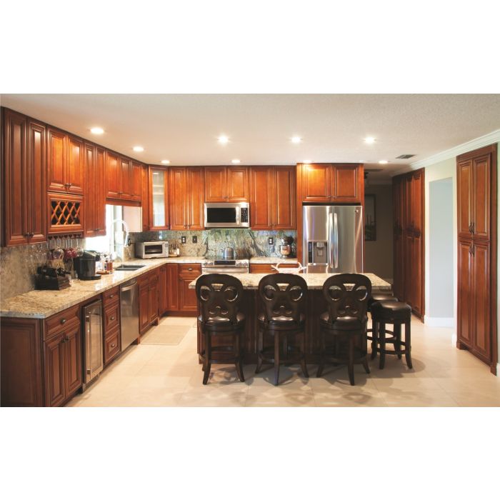 RTA Phoenix Caramel Glaze 33" Sink Base Cabinet with 1 Decorative End Panel