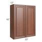 RTA Phoenix Caramel Glaze 33" x 42" Wall Cabinet with 1 Decorative End Panel and Mullion Glass Door (Textured Glass Included)
