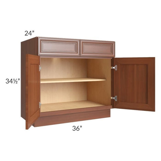 RTA Phoenix Caramel Glaze 36" Base Cabinet with 2 Decorative End Panels