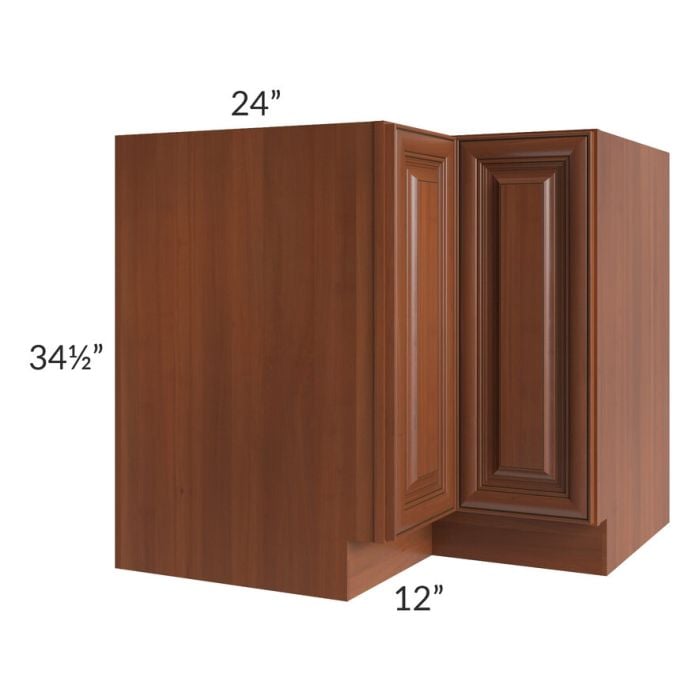 RTA Phoenix Caramel Glaze 36" Corner Base Cabinet (Trays sold separately for a Lazy Susan application) with 2 Decorative End Panels