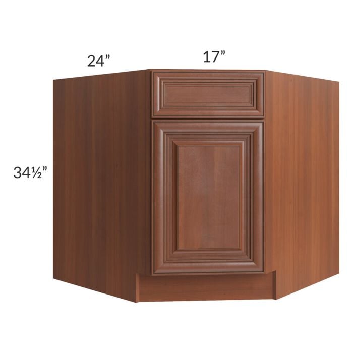 RTA Phoenix Caramel Glaze 36" Diagonal Corner Sink Base Cabinet with 2 Decorative End Panels