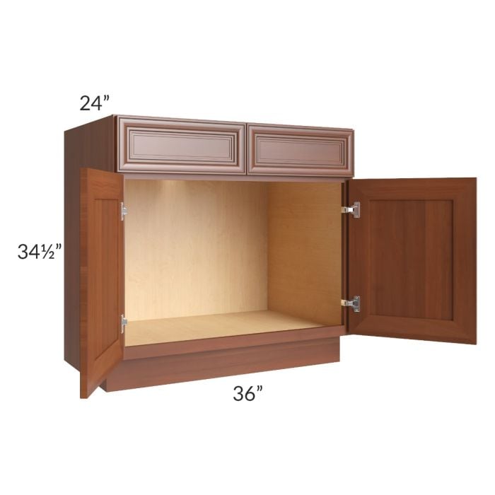 RTA Phoenix Caramel Glaze 36" Sink Base Cabinet with 2 Decorative End Panels