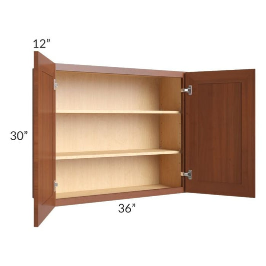 RTA Phoenix Caramel Glaze 36" x 30" Wall Cabinet with 1 Decorative End Panel