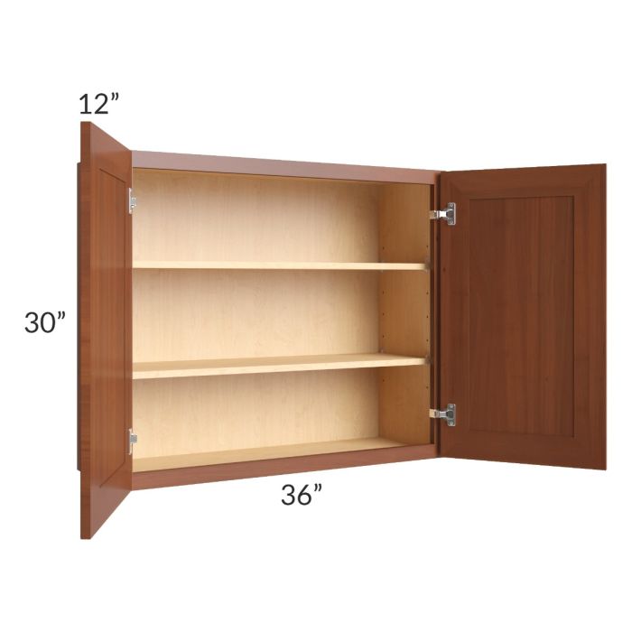 RTA Phoenix Caramel Glaze 36" x 30" Wall Cabinet with 2 Decorative End Panels