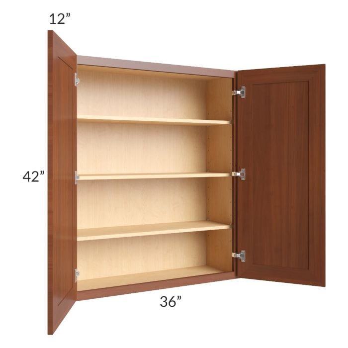 RTA Phoenix Caramel Glaze 36" x 42" Wall Cabinet with 1 Decorative End Panel