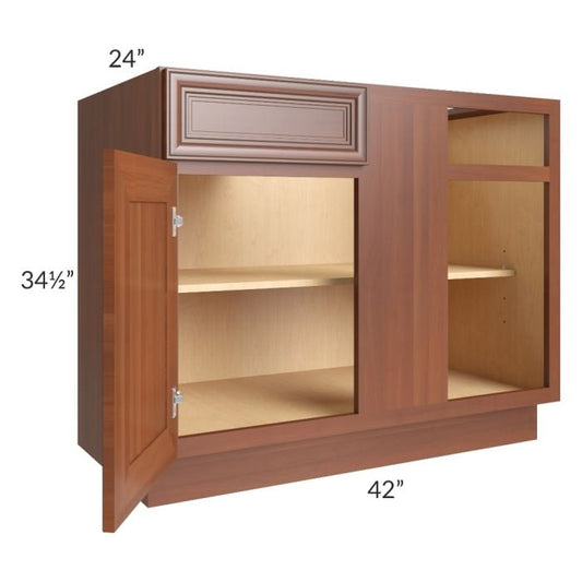 RTA Phoenix Caramel Glaze 45" Blind Base Cabinet with 1 Decorative End Panel