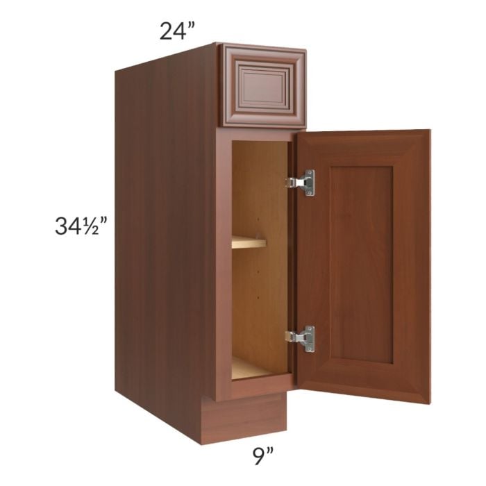RTA Phoenix Caramel Glaze 9" Base Cabinet with 1 Decorative End Panel