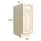 RTA Phoenix Cream Glaze 12" Base Cabinet with 1 Decorative End Panel