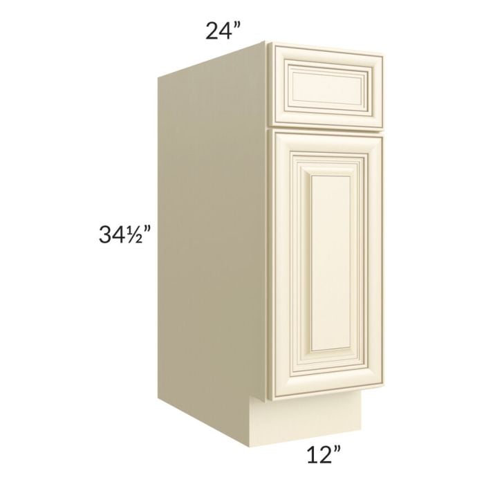 RTA Phoenix Cream Glaze 12" Base Cabinet with 2 Decorative End Panels