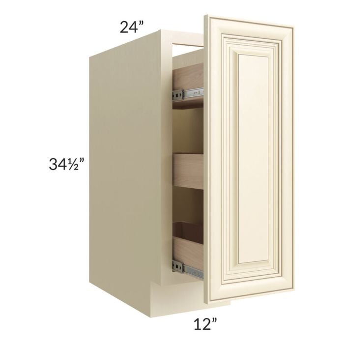 RTA Phoenix Cream Glaze 12" Spice Base Cabinet with 1 Decorative End Panel