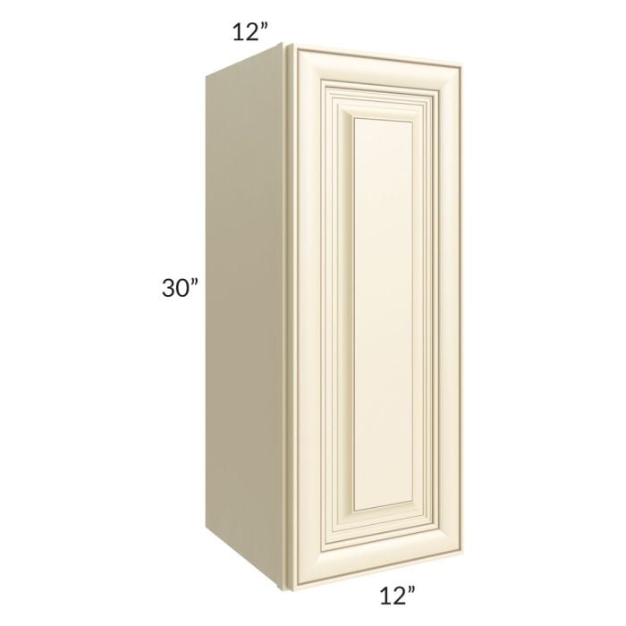 RTA Phoenix Cream Glaze 12" x 30" Wall Cabinet with 1 Decorative End Panel