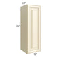 RTA Phoenix Cream Glaze 12" x 36" Wall Cabinet with 2 Decorative End Panels and Mullion Glass Door