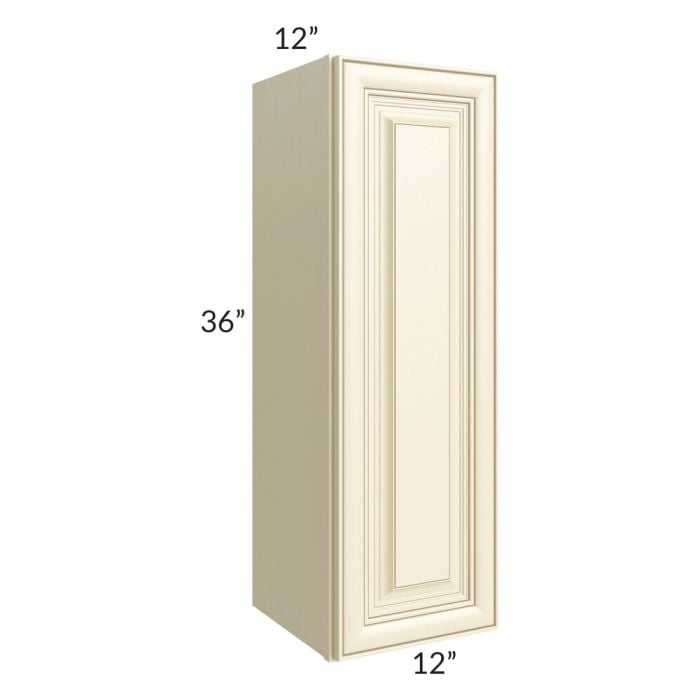 RTA Phoenix Cream Glaze 12" x 36" Wall Cabinet with Mullion Glass Door