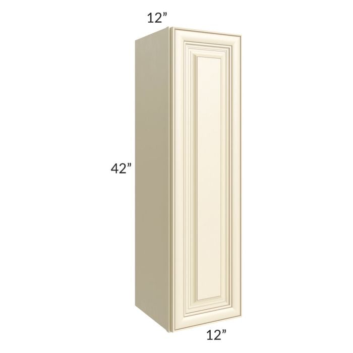 RTA Phoenix Cream Glaze 12" x 42" Wall Cabinet with 1 Decorative End Panel
