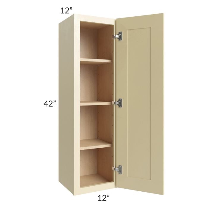 RTA Phoenix Cream Glaze 12" x 42" Wall Cabinet with 2 Decorative End Panels
