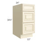 RTA Phoenix Cream Glaze 15" 3-Drawer Base Cabinet with 1 Decorative End Panel