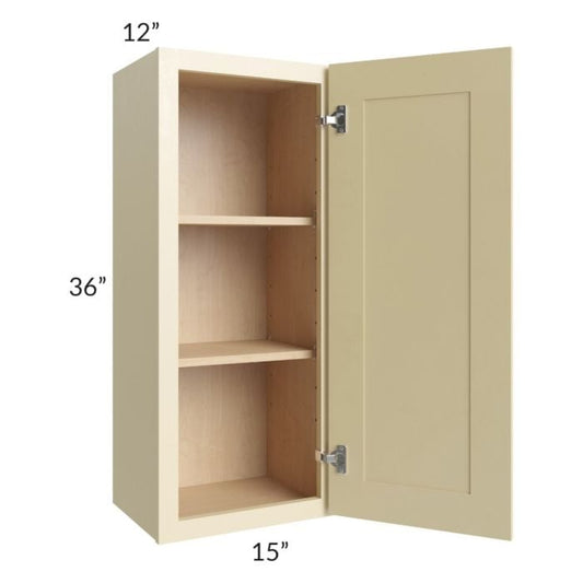 RTA Phoenix Cream Glaze 15" x 36" Wall Cabinet with 1 Decorative End Panel