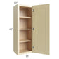 RTA Phoenix Cream Glaze 15" x 42" Wall Cabinet with 1 Decorative End Panel and Mullion Glass Door