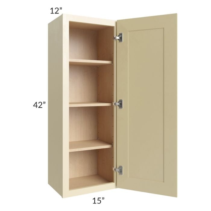 RTA Phoenix Cream Glaze 15" x 42" Wall Cabinet with 2 Decorative End Panels