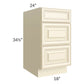 RTA Phoenix Cream Glaze 18" 3-Drawer Base Cabinet