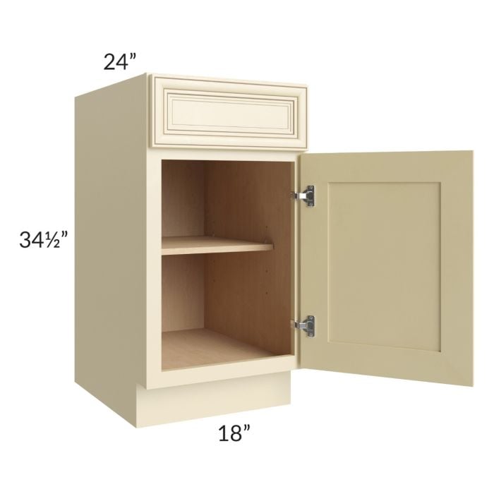 RTA Phoenix Cream Glaze 18" Base Cabinet with 1 Decorative End Panel