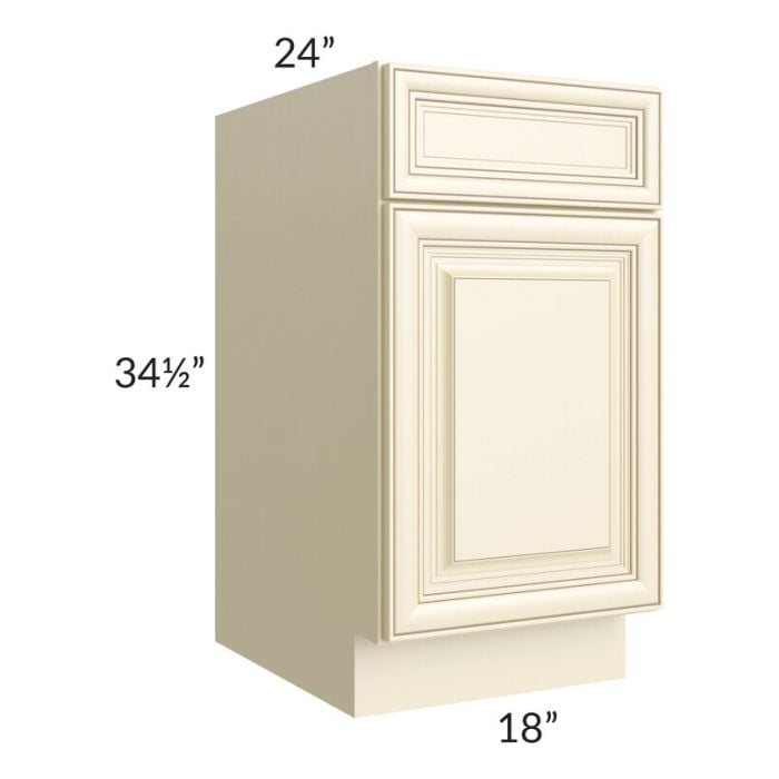RTA Phoenix Cream Glaze 18" Base Cabinet with 2 Decorative End Panels
