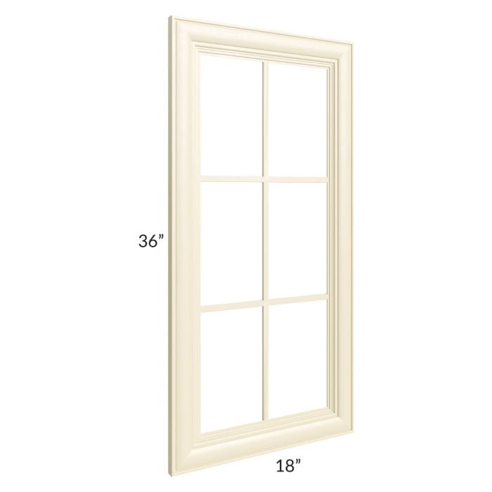 RTA Phoenix Cream Glaze 18" x 36" Mullion Glass Door Only