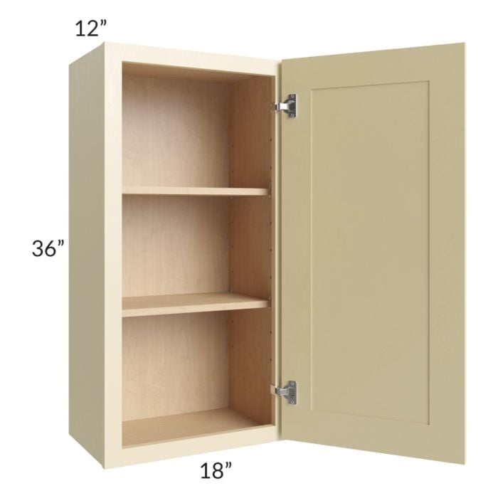RTA Phoenix Cream Glaze 18" x 36" Wall Cabinet with 1 Decorative End Panel and Mullion Glass Door