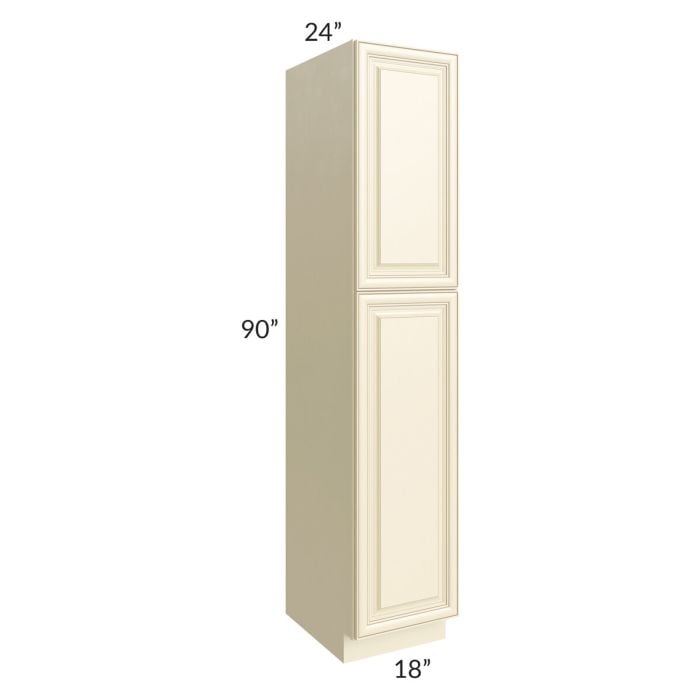 RTA Phoenix Cream Glaze 18" x 90" Wall Pantry with 2 Roll Out Trays