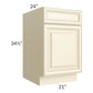 RTA Phoenix Cream Glaze 21" Base Cabinet with 1 Decorative End Panel