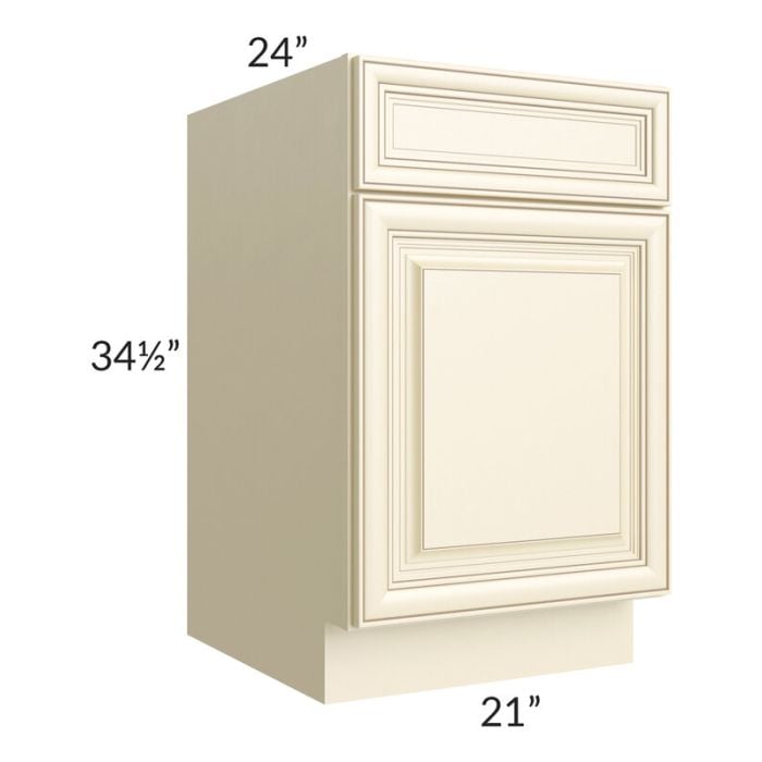 RTA Phoenix Cream Glaze 21" Base Cabinet with 1 Decorative End Panel
