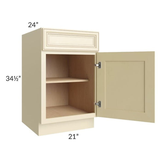 RTA Phoenix Cream Glaze 21" Base Cabinet with 2 Decorative End Panels