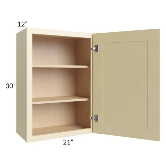 RTA Phoenix Cream Glaze 21" x 30" Wall Cabinet with 2 Decorative End Panels and Mullion Glass Door