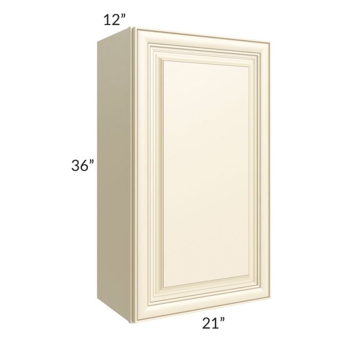 RTA Phoenix Cream Glaze 21" x 36" Wall Cabinet with Mullion Glass Door