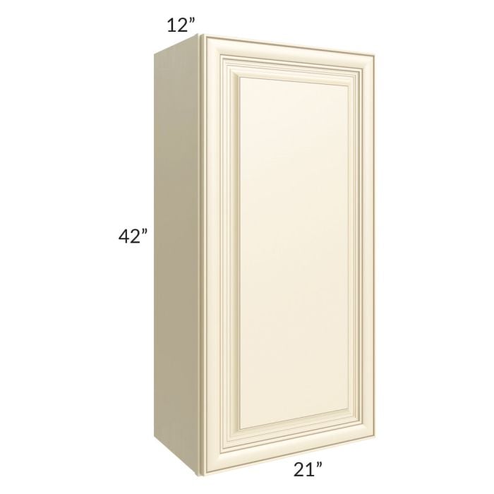 RTA Phoenix Cream Glaze 21" x 42" Wall Cabinet with 1 Decorative End Panel