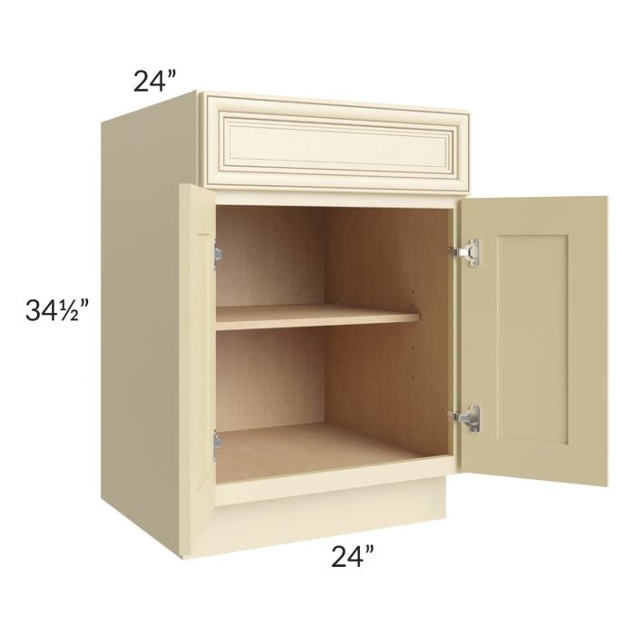 RTA Phoenix Cream Glaze 24" Base Cabinet with 1 Roll Out Tray