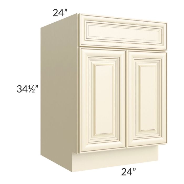 RTA Phoenix Cream Glaze 24" Base Cabinet with 2 Roll Out Trays