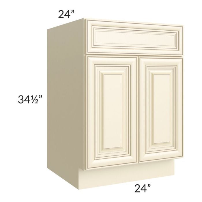 RTA Phoenix Cream Glaze 24" Sink Base Cabinet with 1 Decorative End Panel