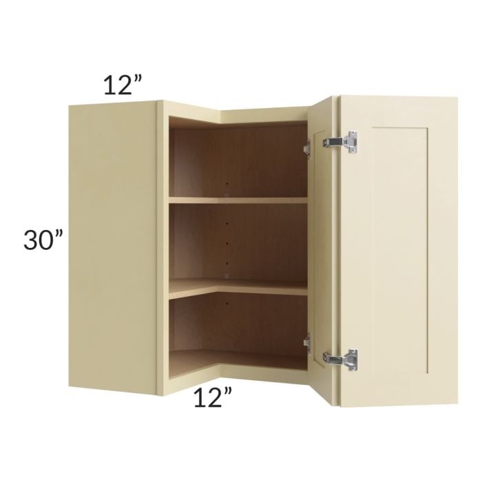 RTA Phoenix Cream Glaze 24" x 30" Easy Reach Corner Wall Cabinet with 2 Decorative End Panels