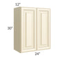 RTA Phoenix Cream Glaze 24" x 30" Wall Cabinet with 2 Decorative End Panels