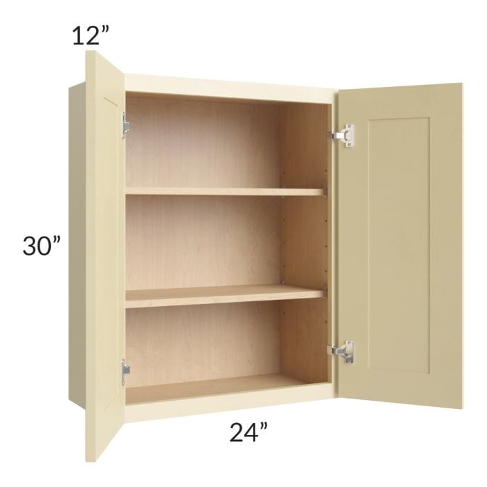 RTA Phoenix Cream Glaze 24" x 30" Wall Cabinet with 2 Decorative End Panels